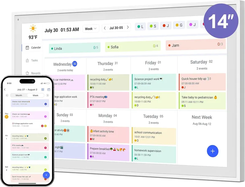 YPI Digital Calendar, 14 inch